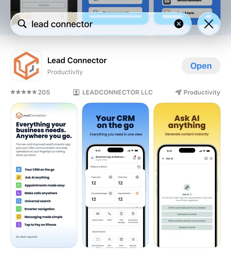 Lead Connector app in the App Store